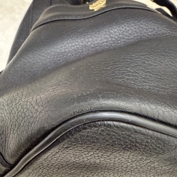 MCM Vintage Black Leather Drawstring Bucket Bag Purse Rare Large Boho‎ Hippie - Picture 9 of 16